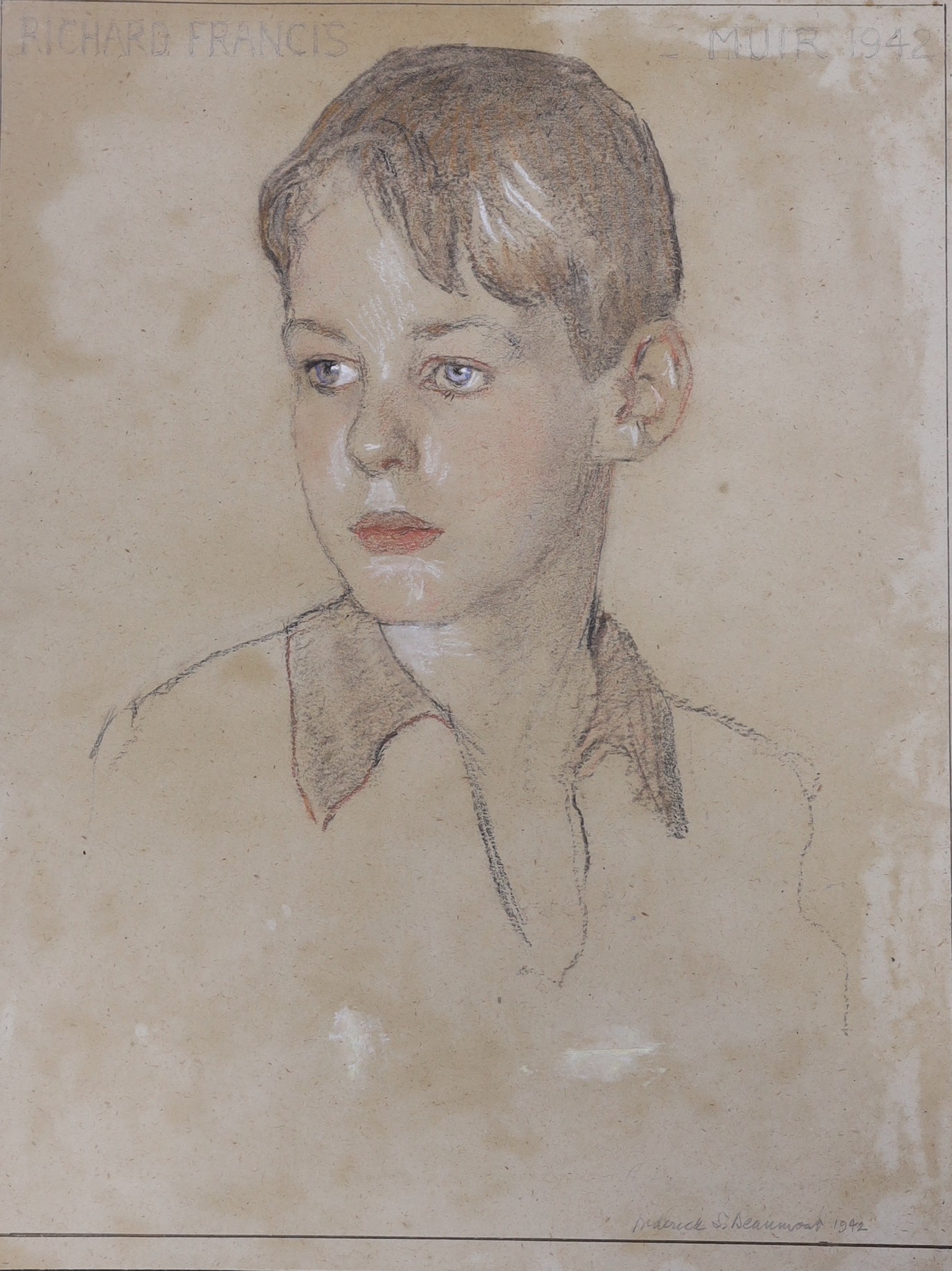Frederick Samuel Beaumont (1861-1954), pastel and pencil sketches, two head study portraits, ‘Edward - 6 months’ and ‘Richard Francis - Muir 1945’, both signed and inscribed, largest 46 x 35cm